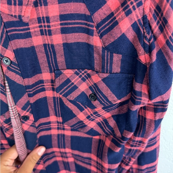 Rails Hunter Pink Blue Plaid Button Down Shirt Double Pockets - Picture 5 of 6